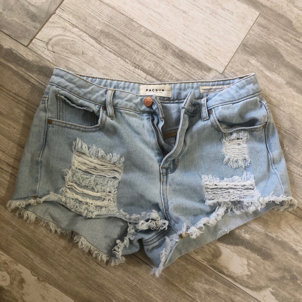 Pacsun Light Blue Ripped Jean Shorts